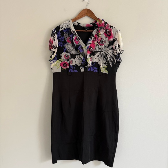 Black Dress with Floral Top - Picture 2 of 12